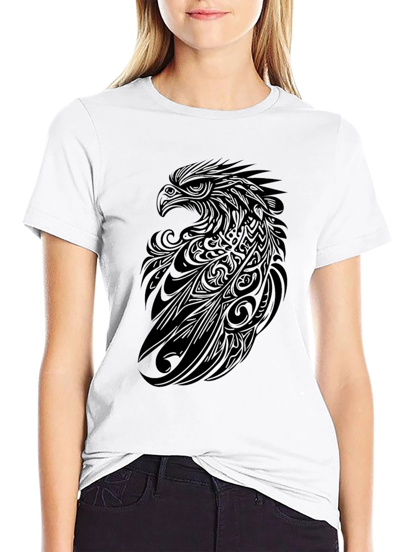 Tribal Eagle Graphic Tee - Black