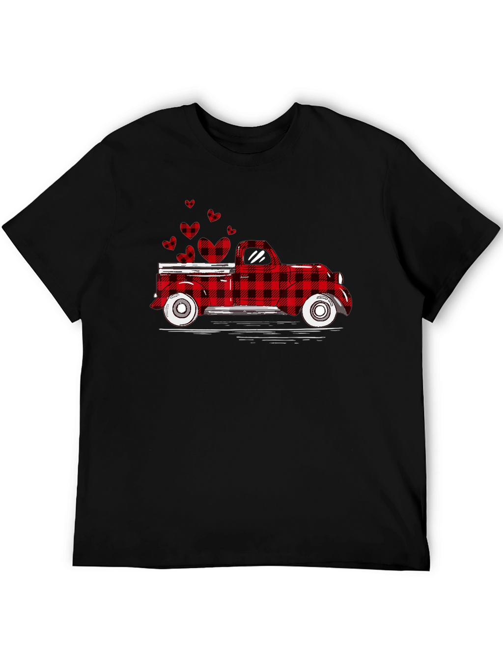Buffalo Plaid Truck Hearts Graphic Tee