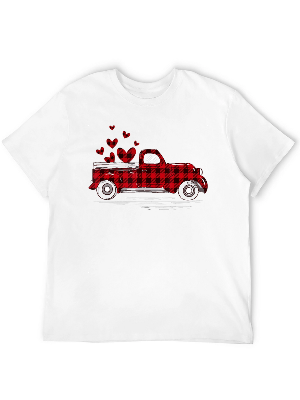 Buffalo Plaid Truck Hearts Graphic Tee