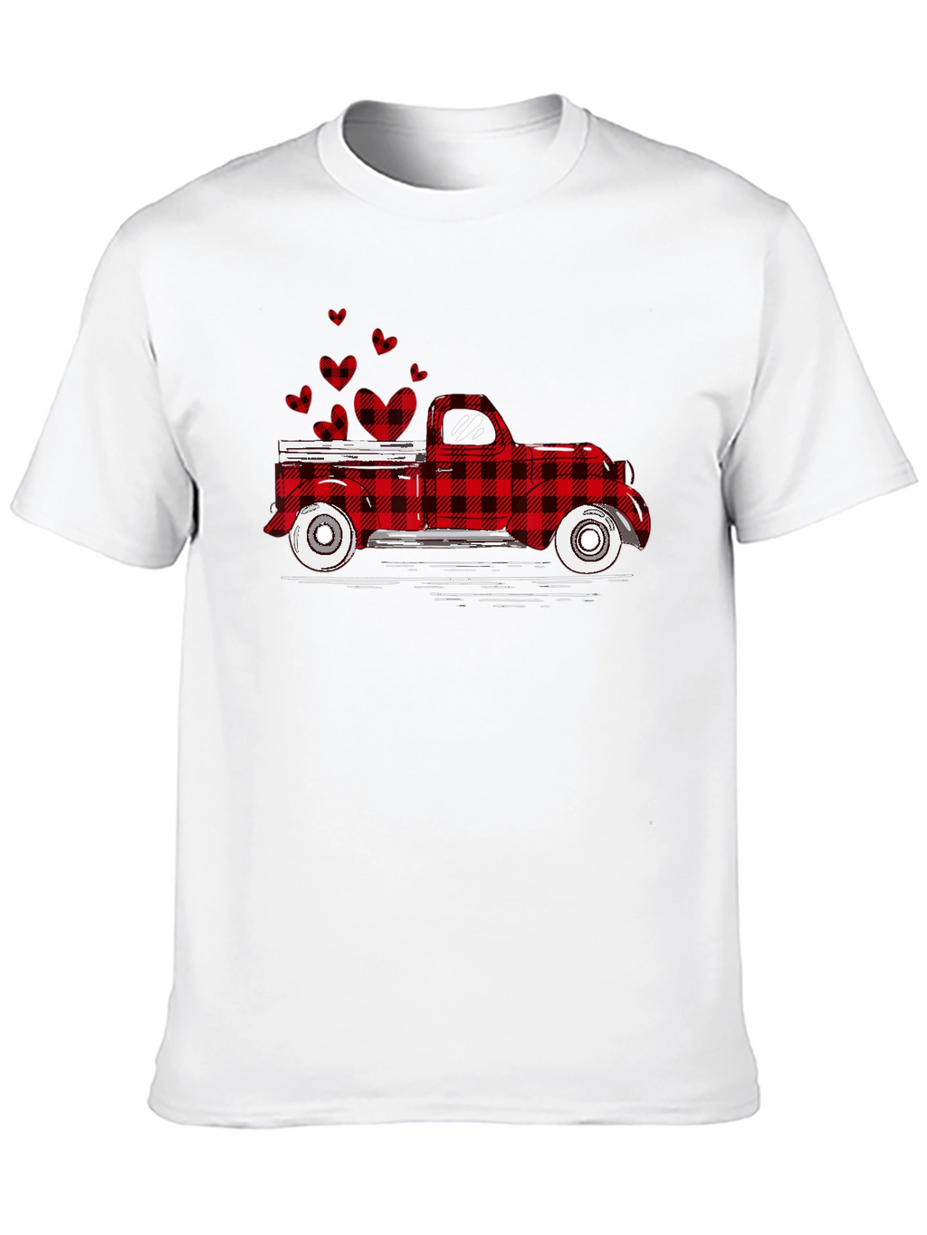 Buffalo Plaid Truck Hearts Graphic Tee