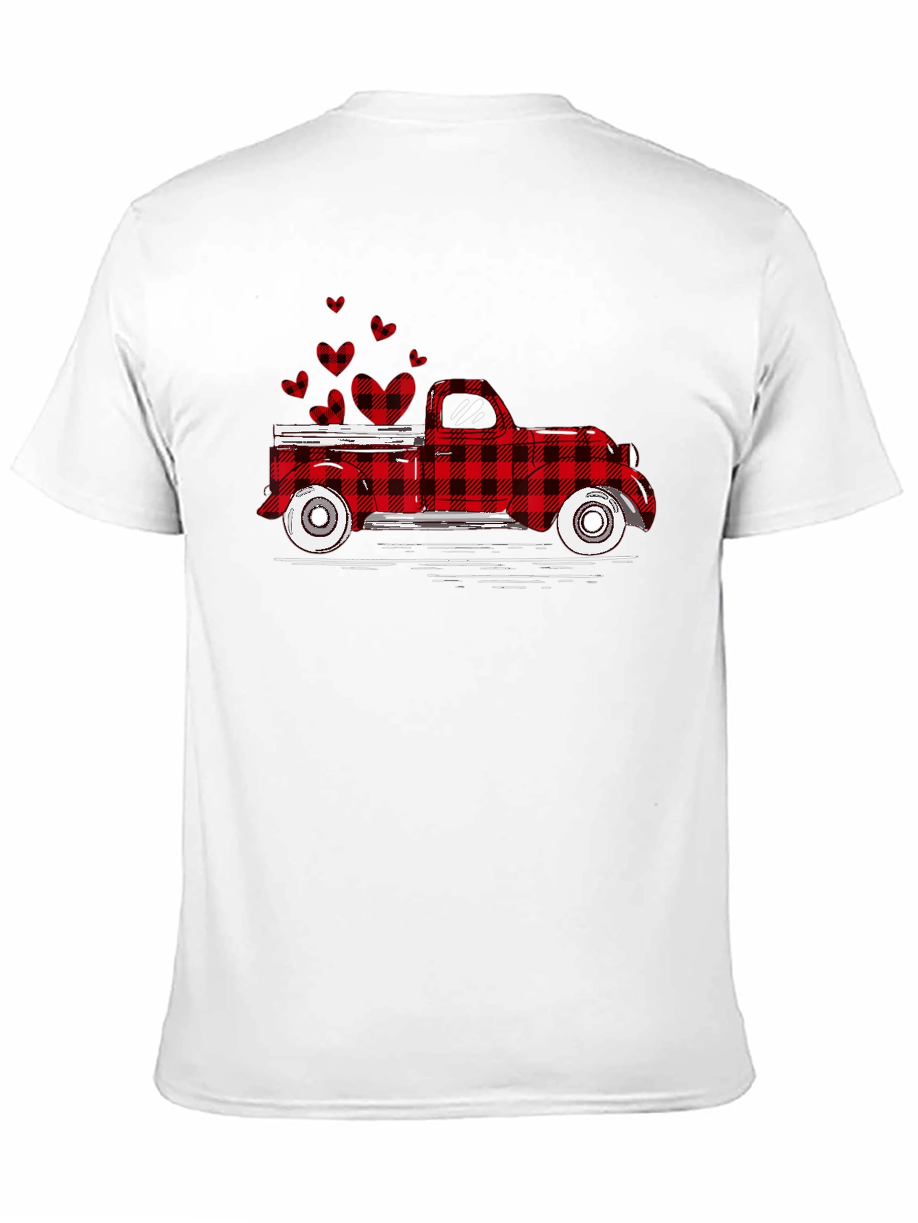 Buffalo Plaid Truck Hearts Graphic Tee