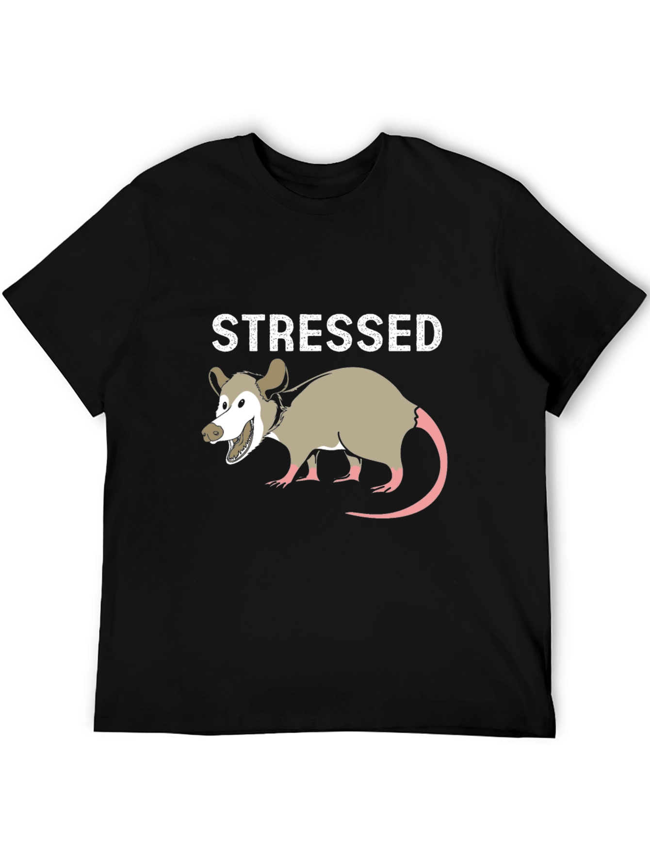 Stressed Opossum Graphic T-Shirt - Black