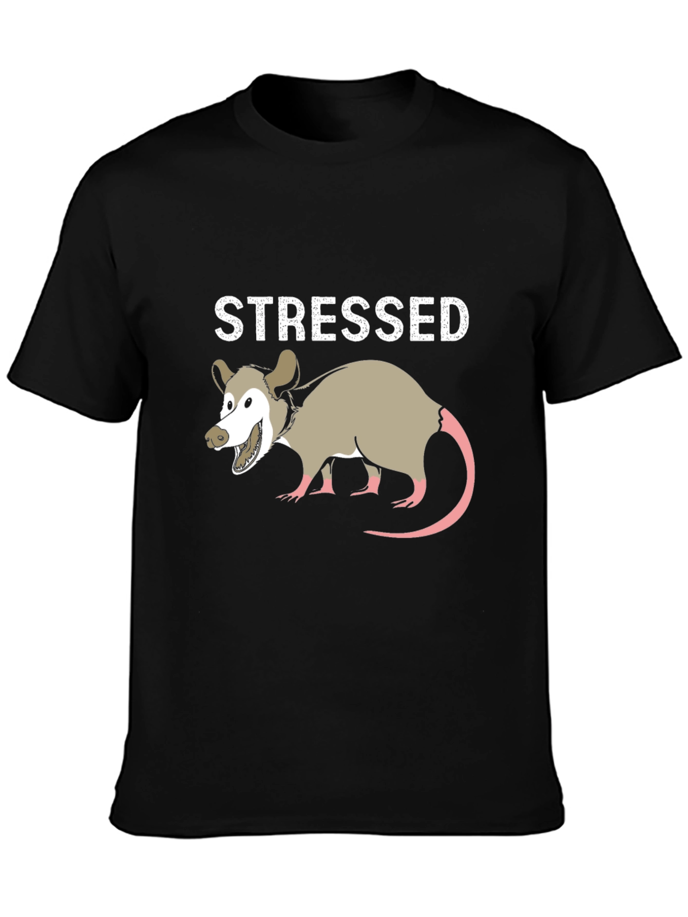 Stressed Opossum Graphic T-Shirt - Black
