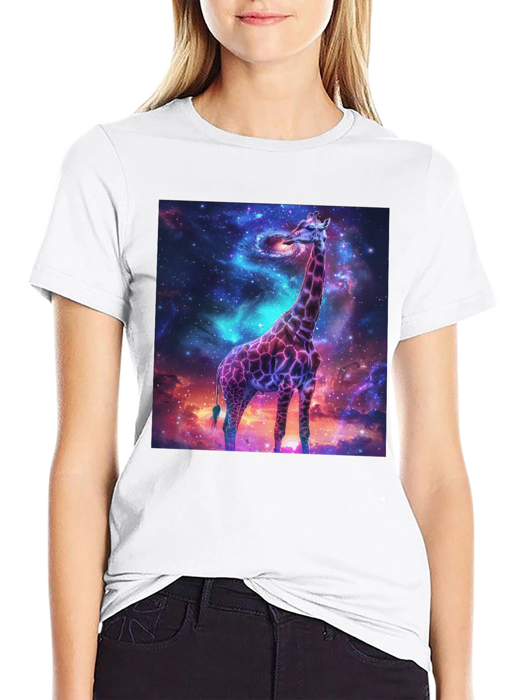 Galaxy Giraffe Black T-Shirt