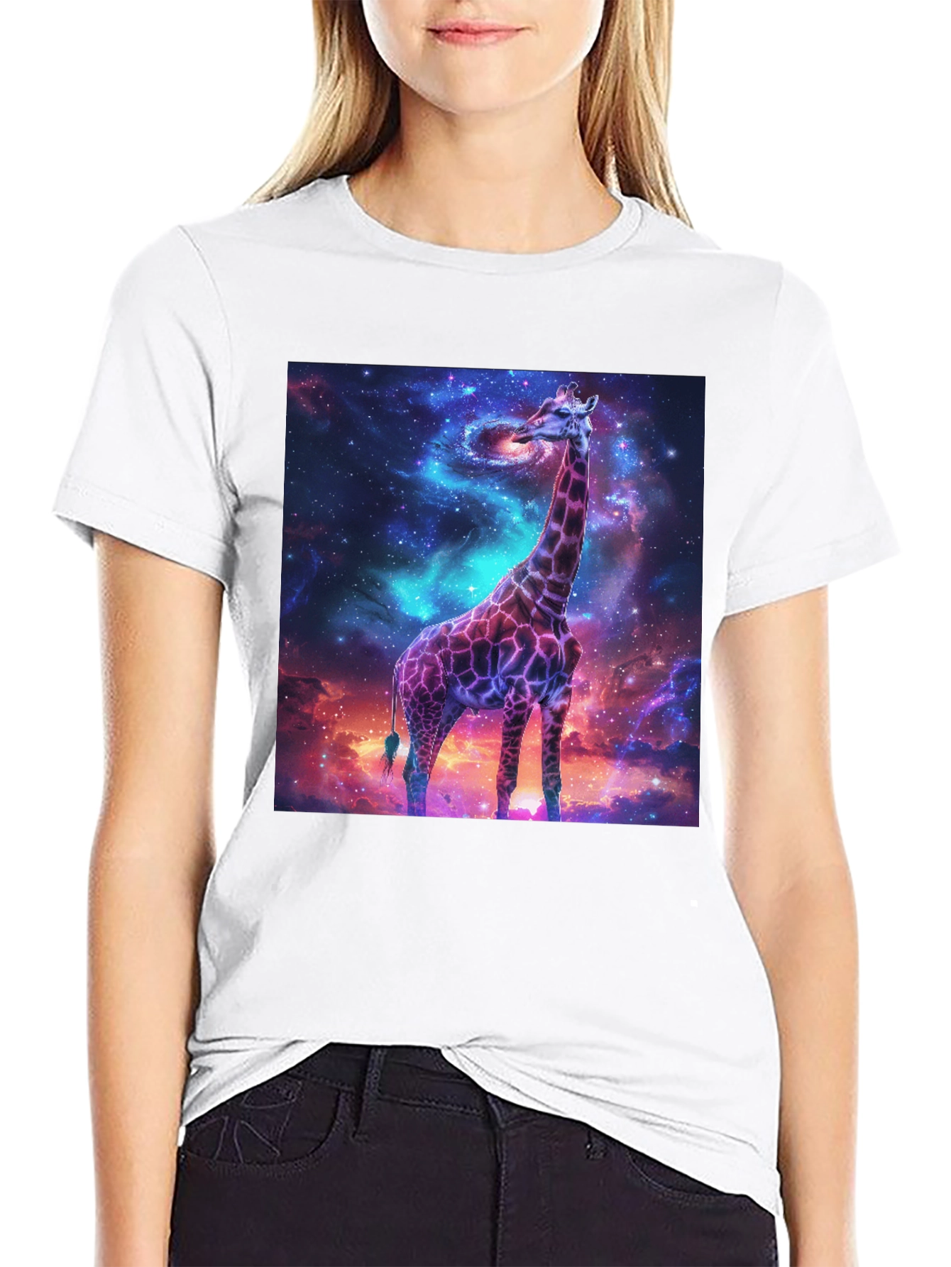 Galaxy Giraffe Black T-Shirt
