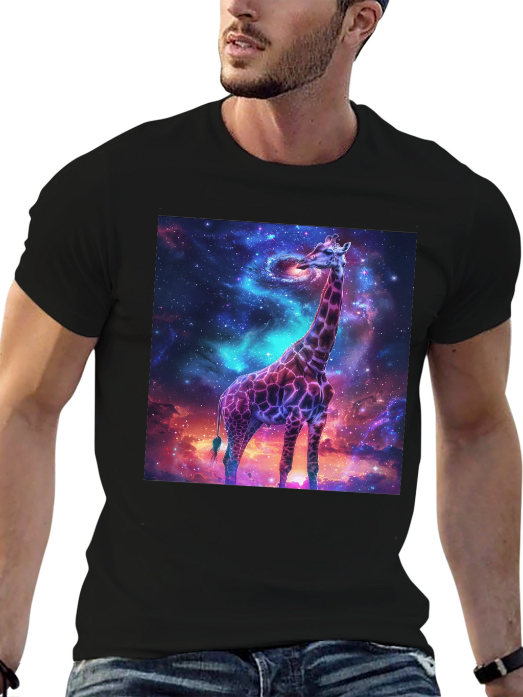 Galaxy Giraffe Black T-Shirt