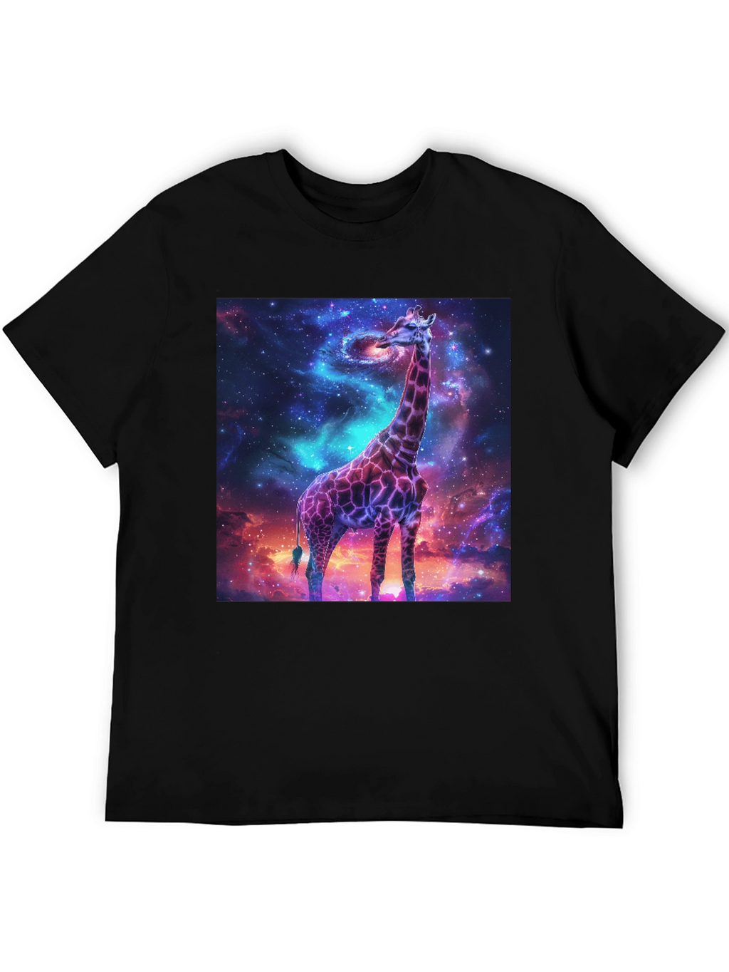 Galaxy Giraffe Black T-Shirt
