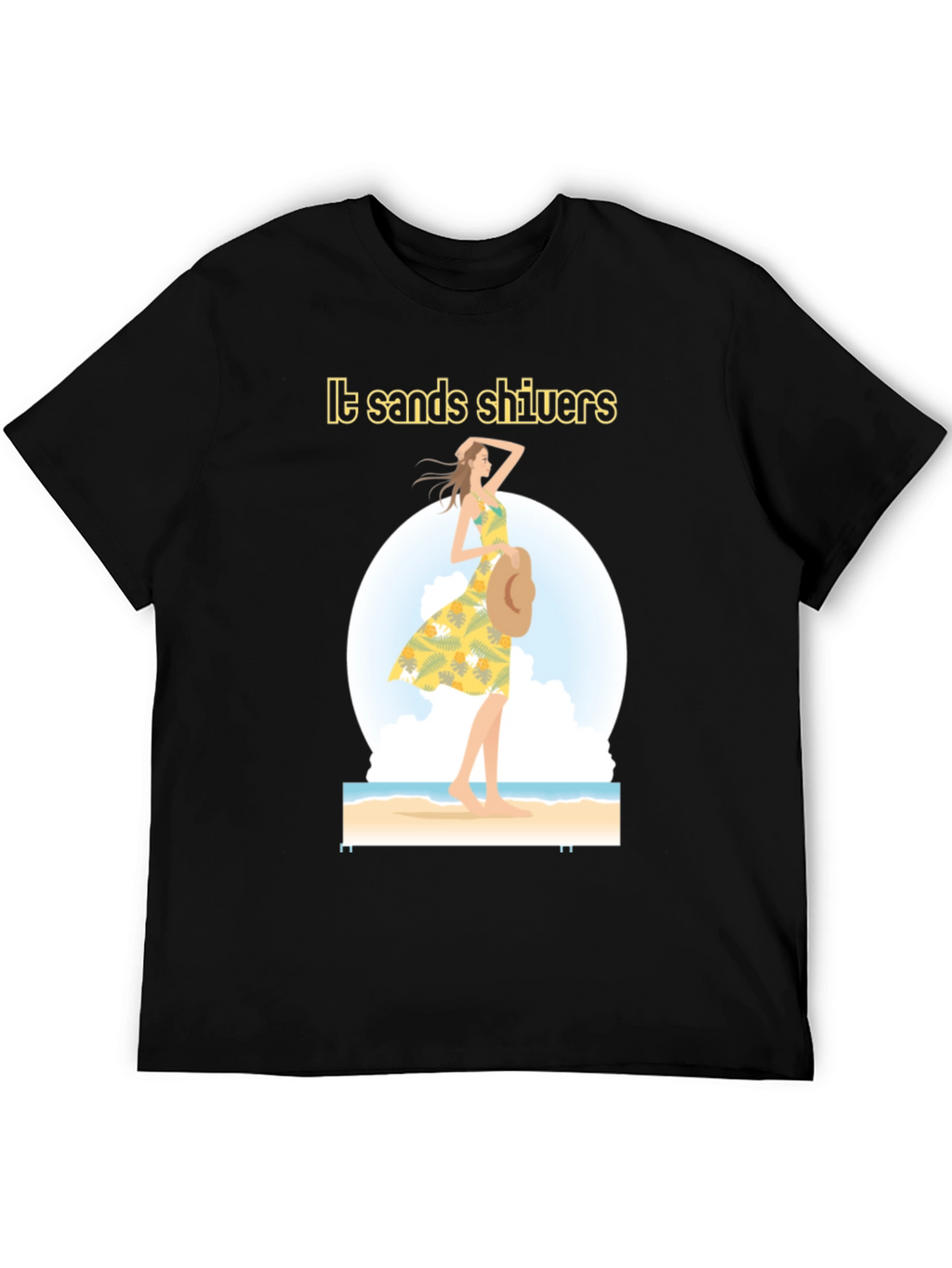 Stylish Black Beach Vibes Graphic T-Shirt