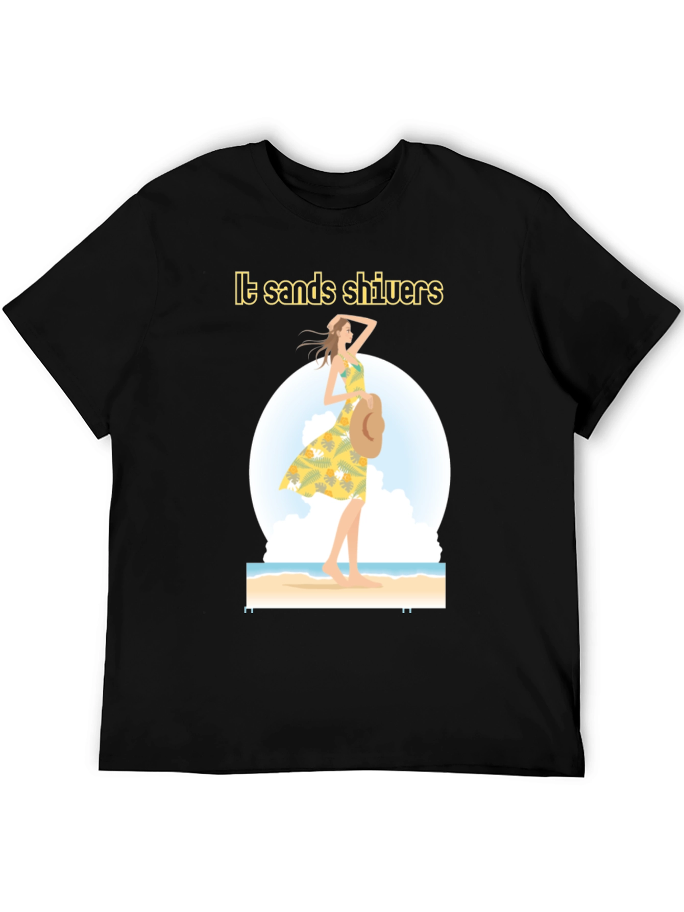 Stylish Black Beach Vibes Graphic T-Shirt