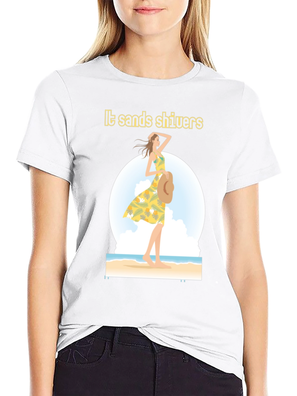 Stylish Black Beach Vibes Graphic T-Shirt