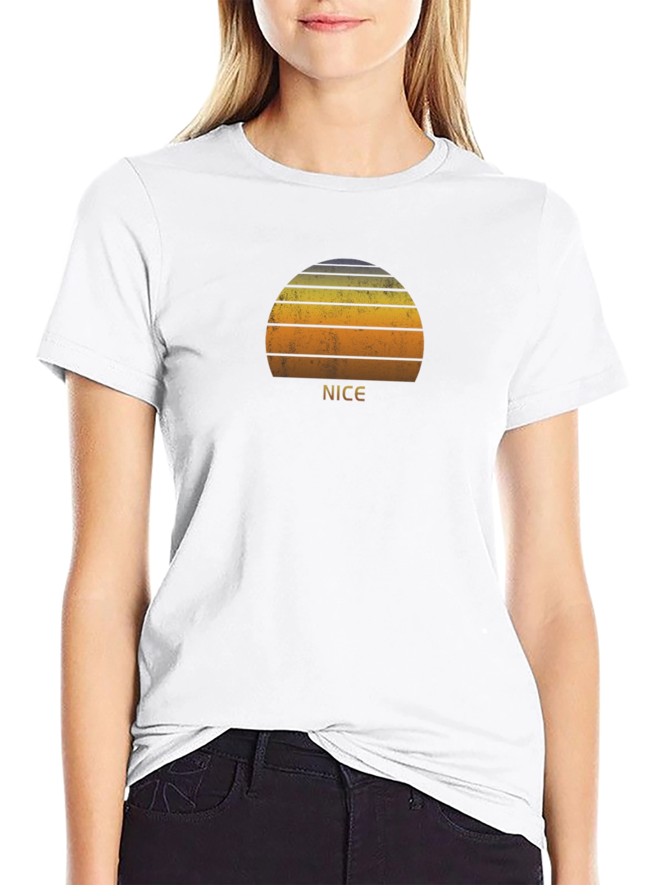 Retro Sunset NICE Graphic Tee - Black