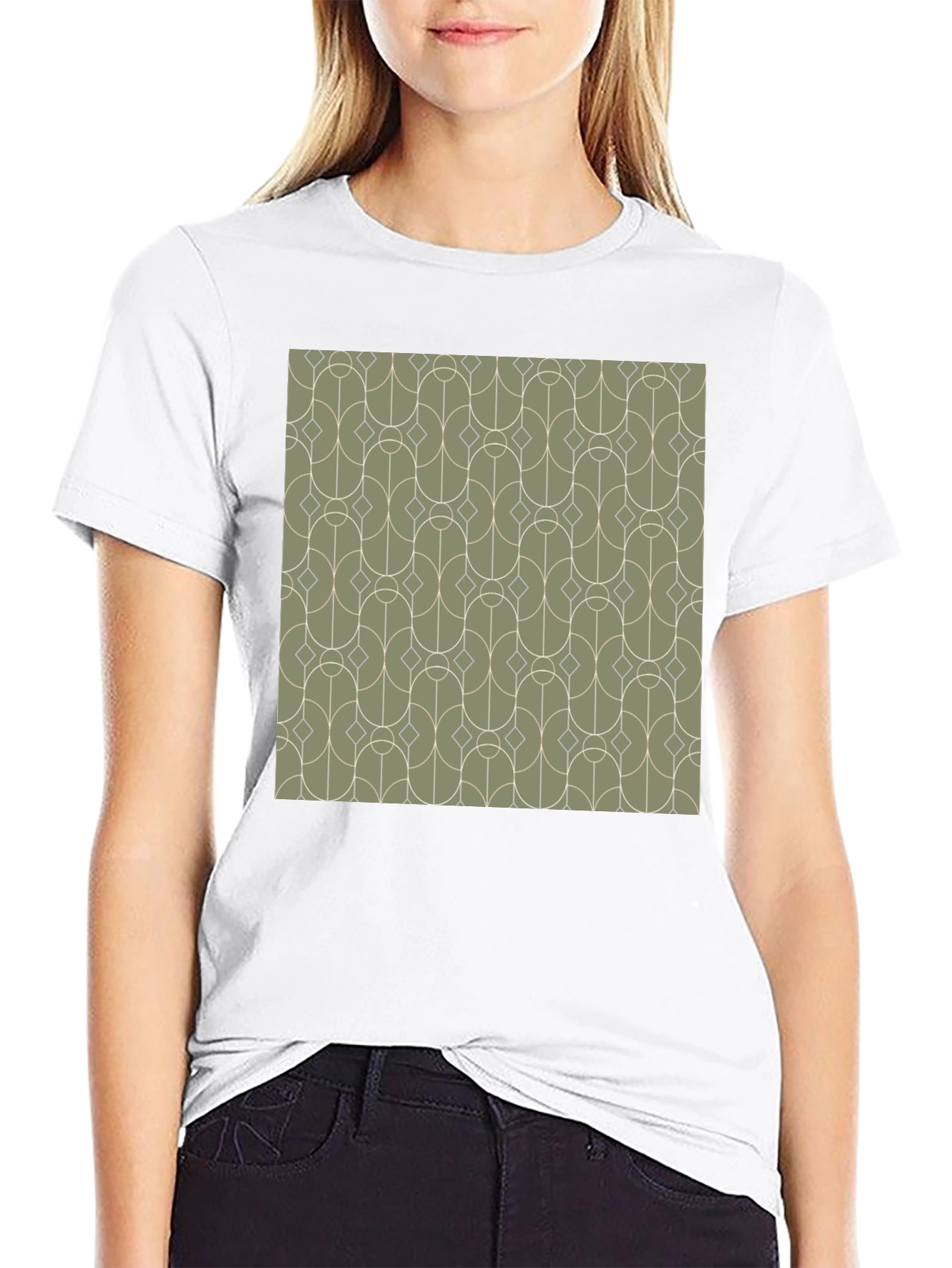 Retro Geometric Pattern Tee - Stylish Mens Black T-Shirt