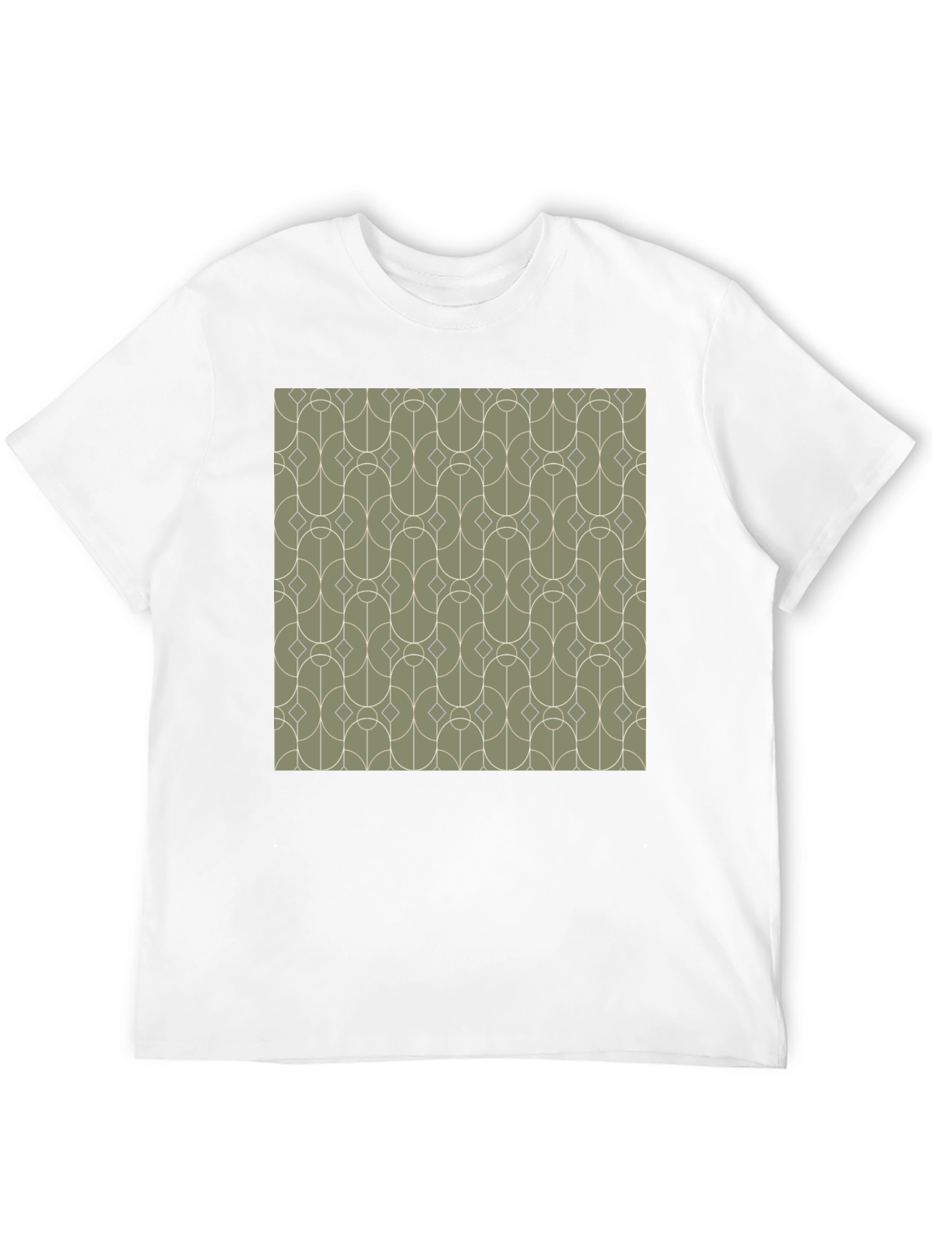 Retro Geometric Pattern Tee - Stylish Mens Black T-Shirt