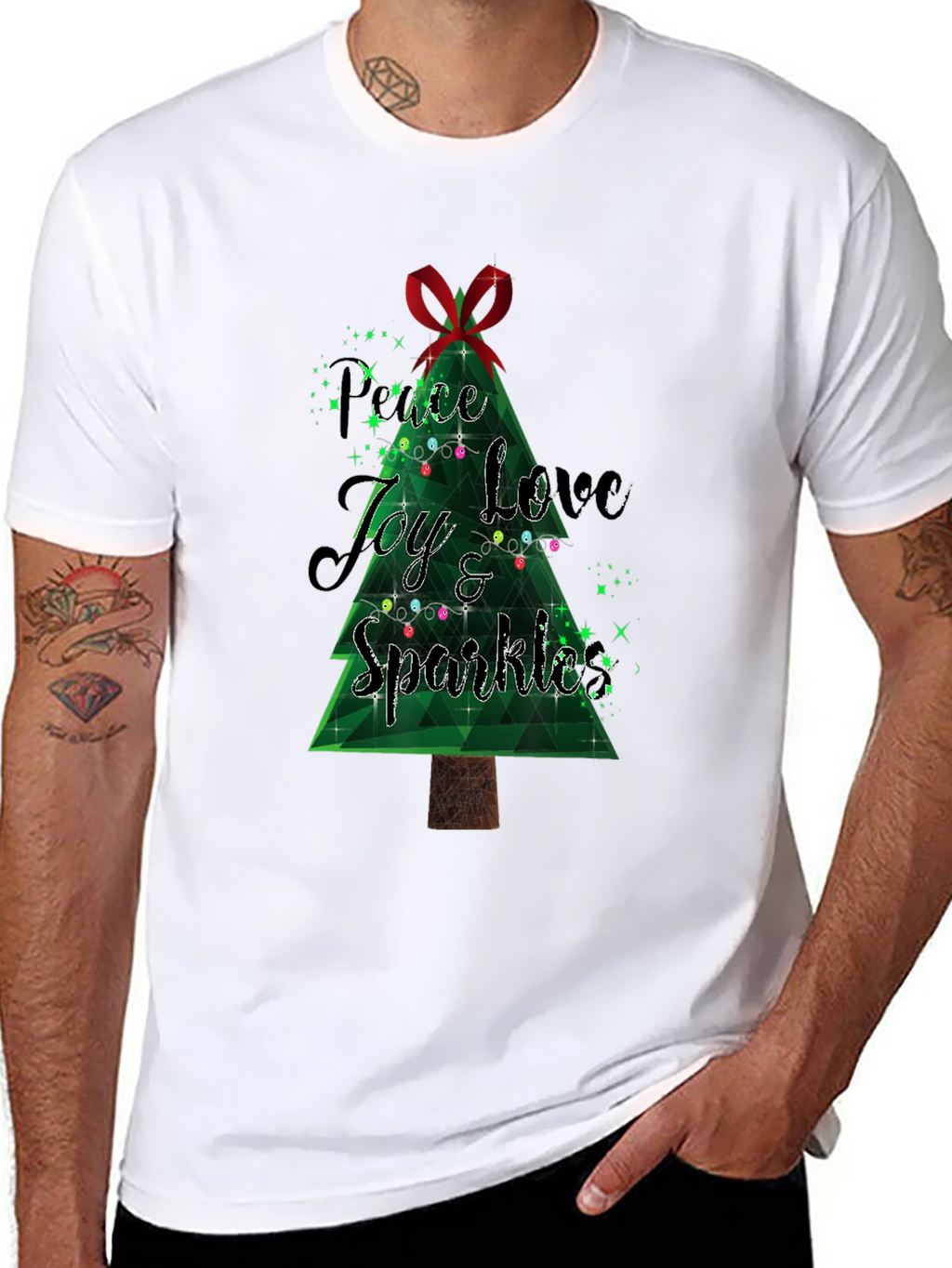 Festive Peace Love Joy Christmas T-Shirt