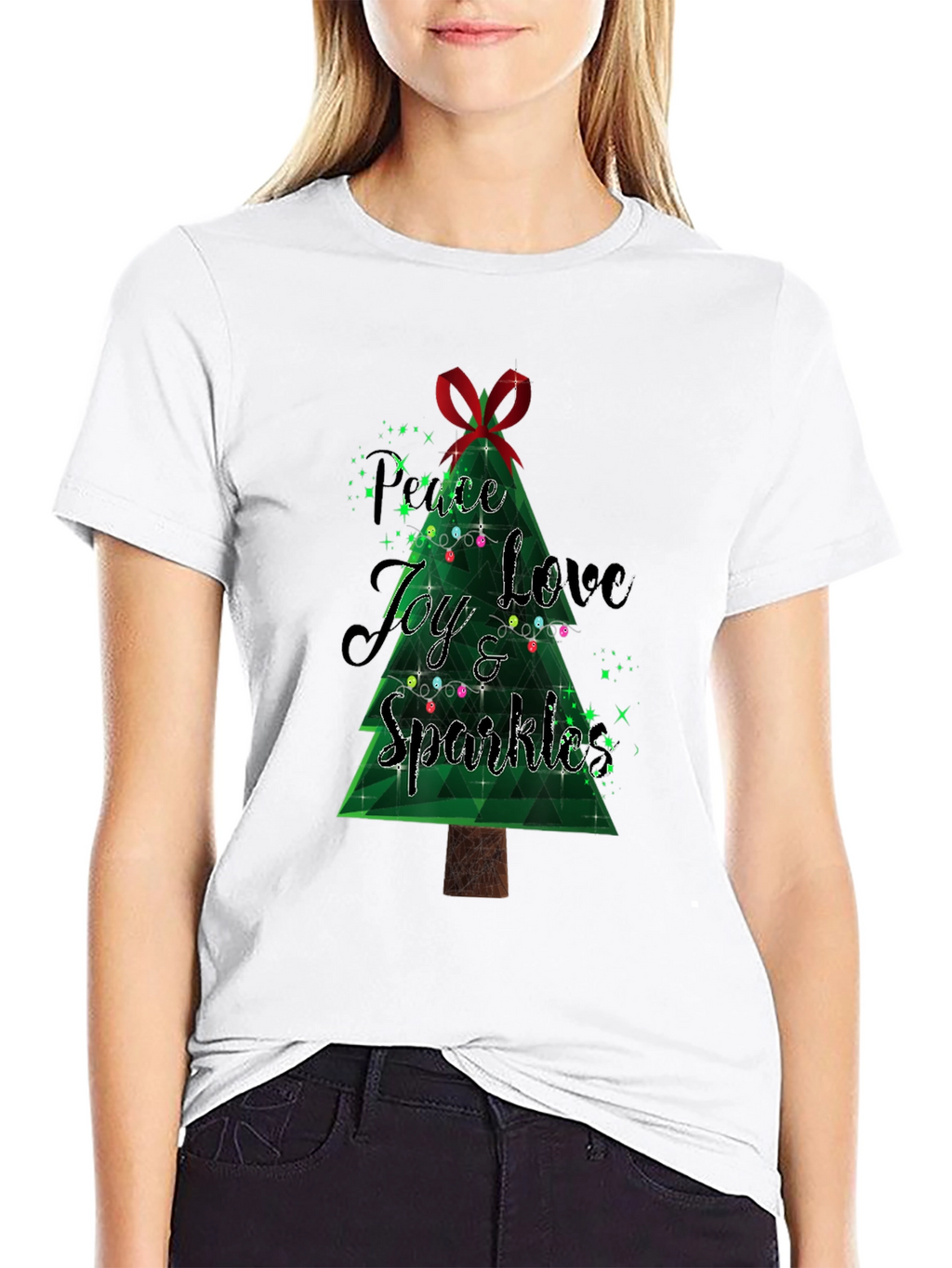 Festive Peace Love Joy Christmas T-Shirt