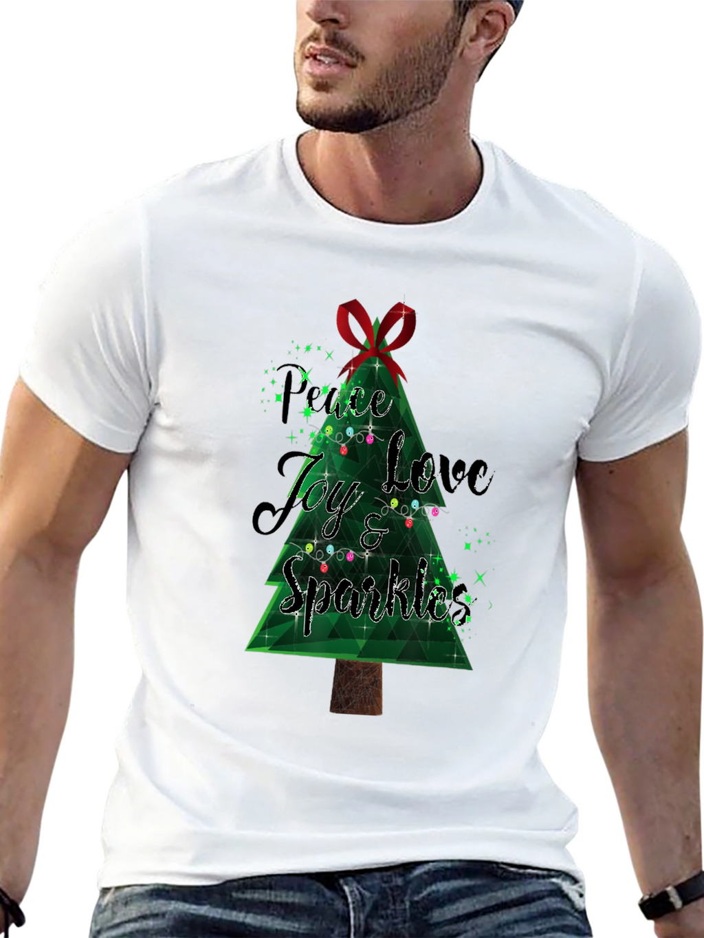 Festive Peace Love Joy Christmas T-Shirt