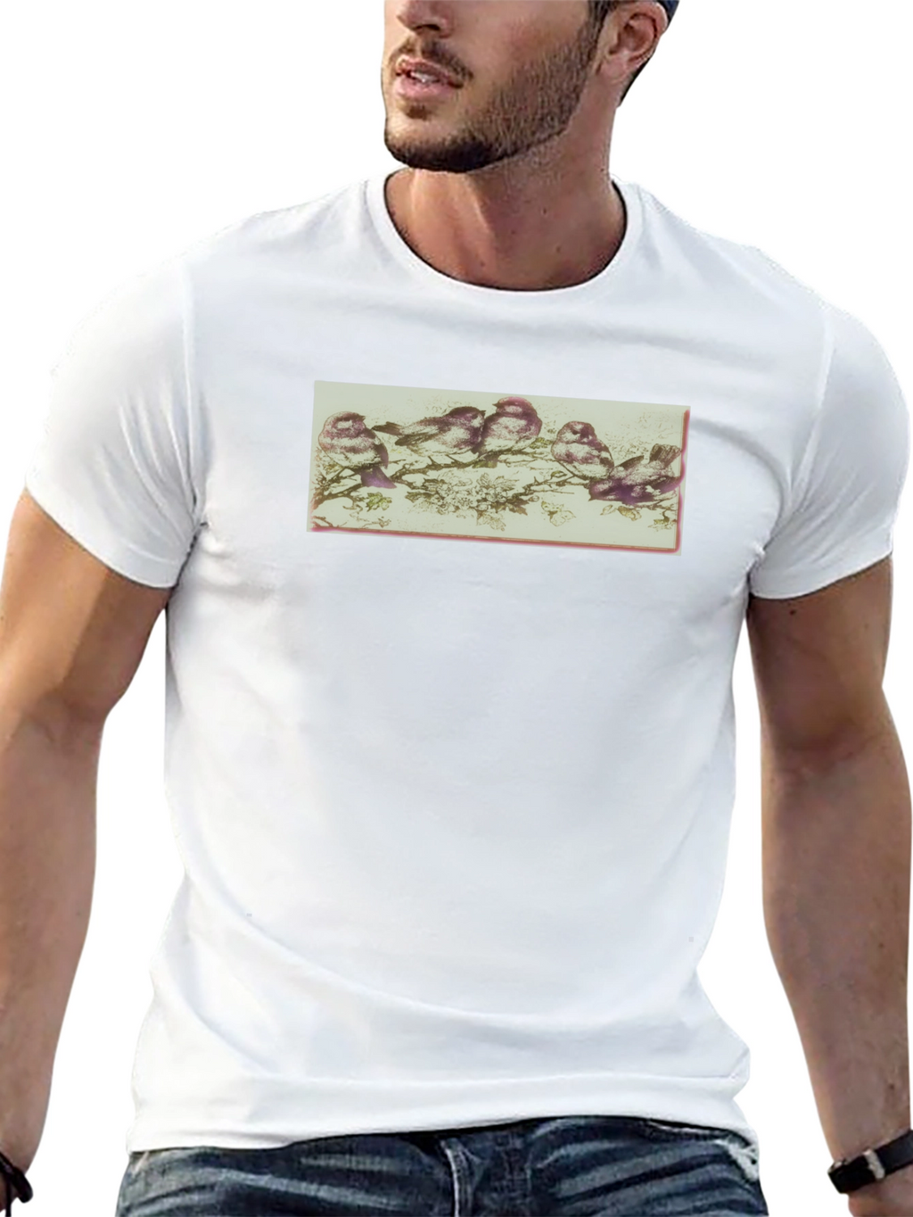 Black T-Shirt with Nature Graphic