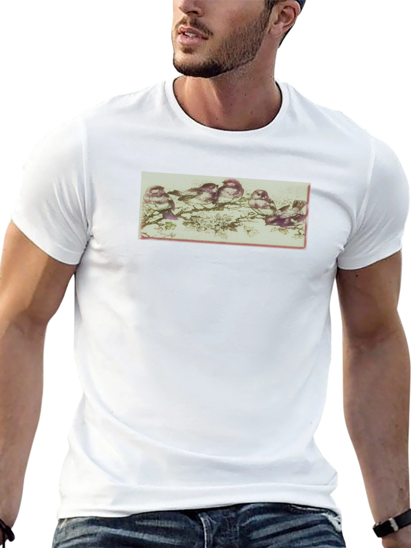Black T-Shirt with Nature Graphic