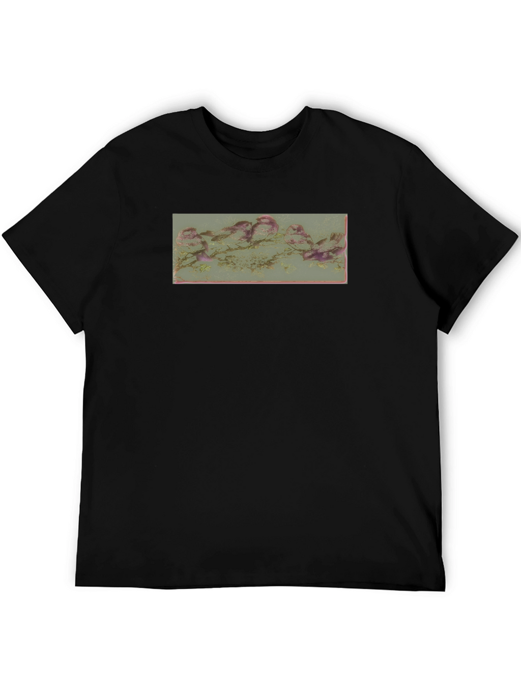 Black T-Shirt with Nature Graphic