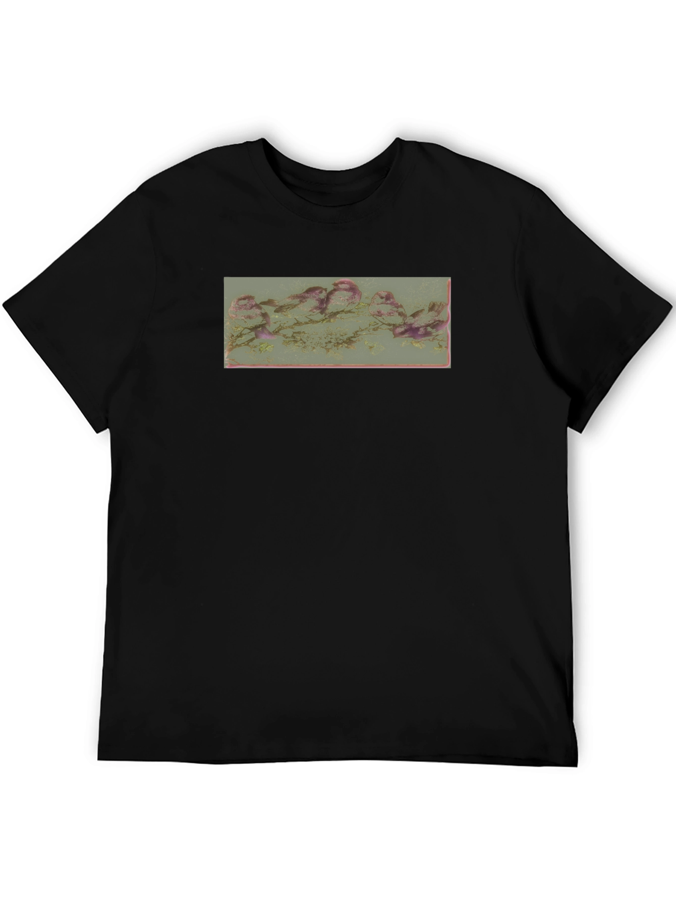 Black T-Shirt with Nature Graphic