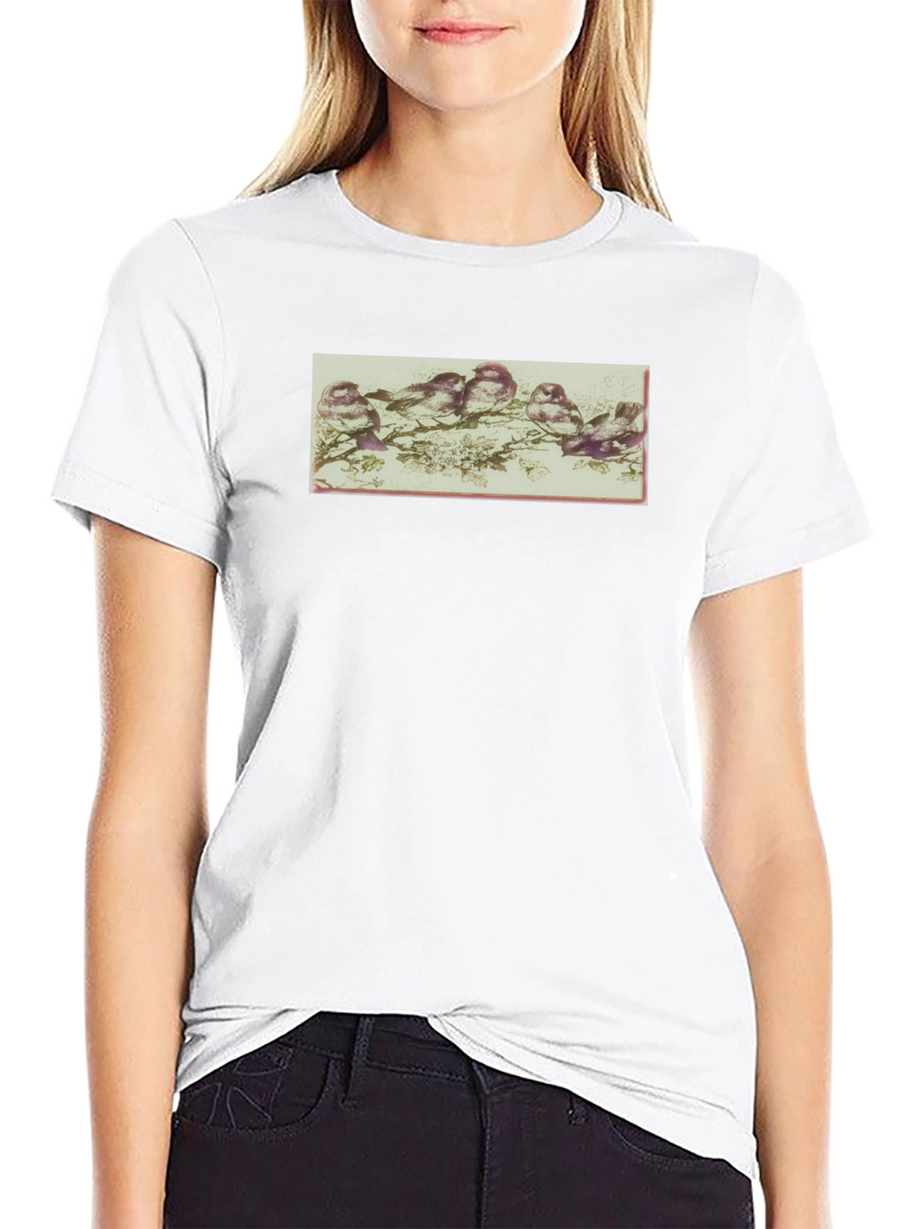 Black T-Shirt with Nature Graphic