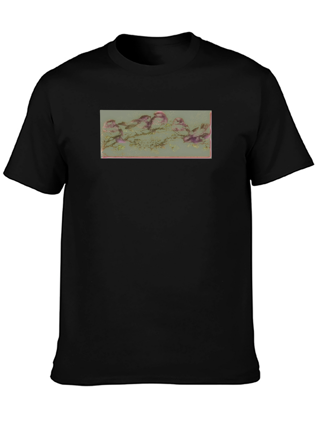 Black T-Shirt with Nature Graphic