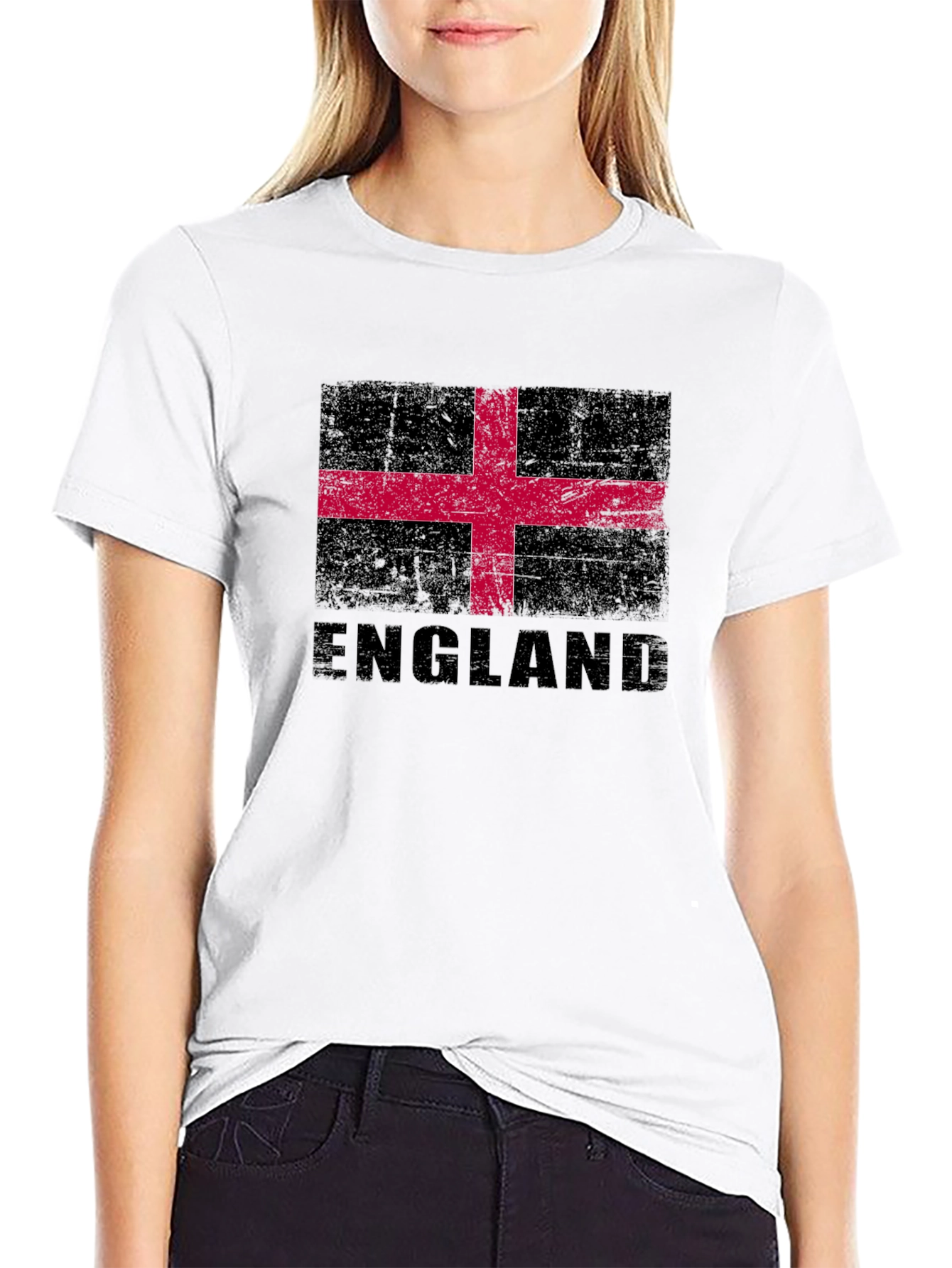 England Flag Graphic T-Shirt - Black Crew Neck Tee