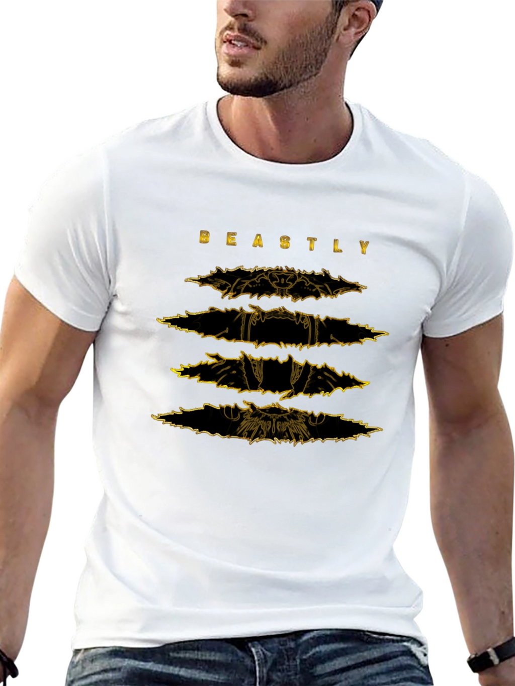 Beastly Graphic Print Mens Black T-Shirt