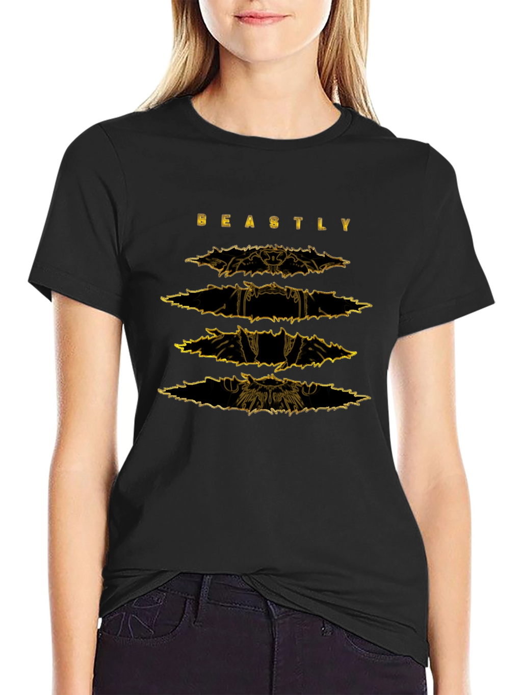 Beastly Graphic Print Mens Black T-Shirt