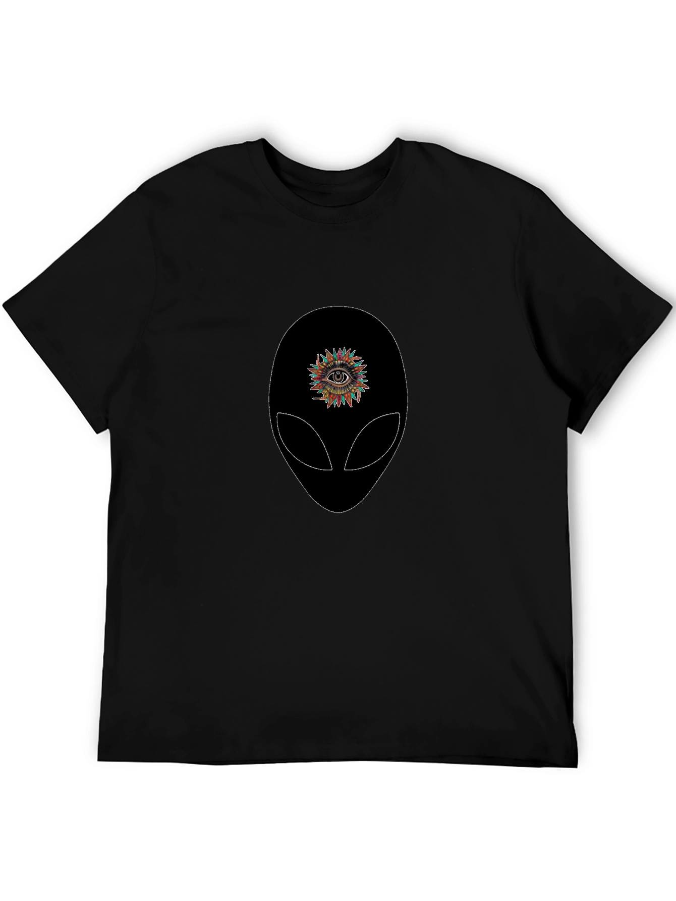 Alien Eye Graphic Tee - Black Cotton T-Shirt