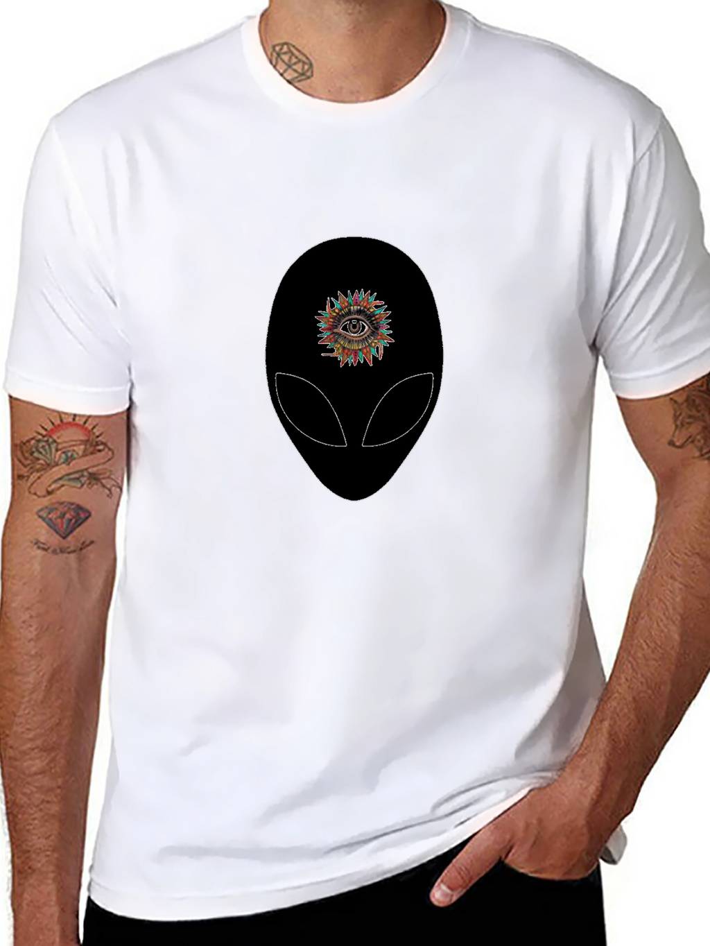 Alien Eye Graphic Tee - Black Cotton T-Shirt