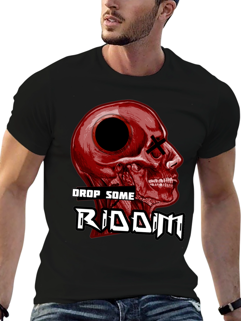 Drop Some Riddim Skull Graphic T-Shirt