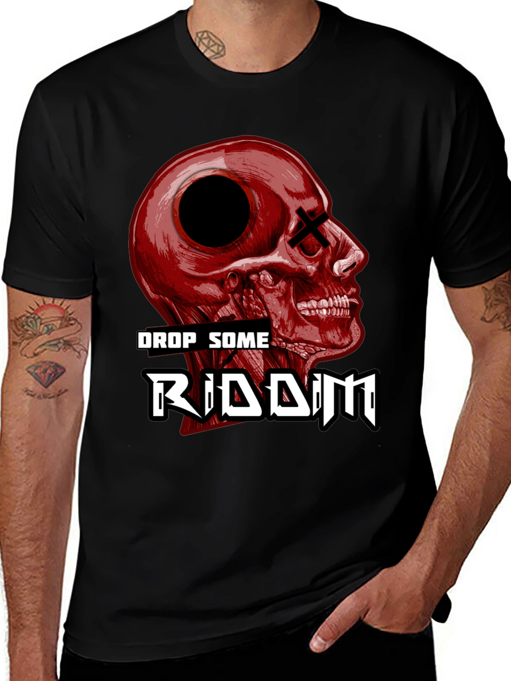 Drop Some Riddim Skull Graphic T-Shirt