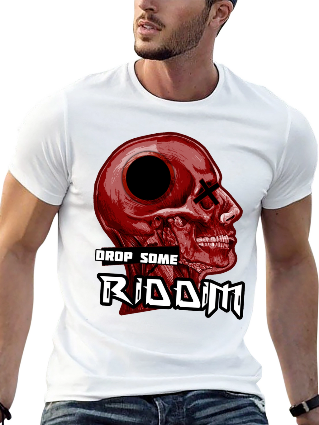 Drop Some Riddim Skull Graphic T-Shirt