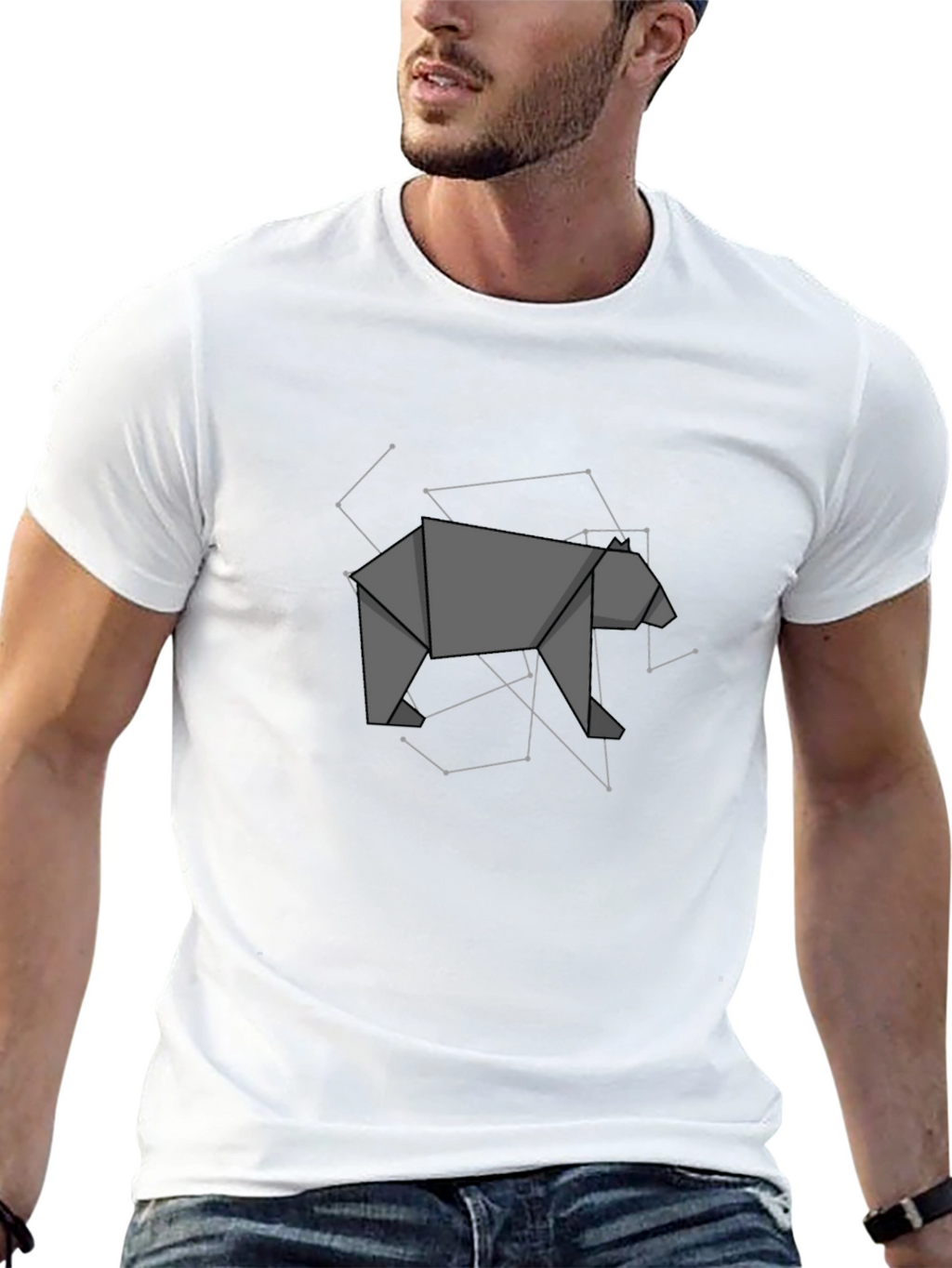 Origami Bear Graphic Tee - Modern Geometric Design
