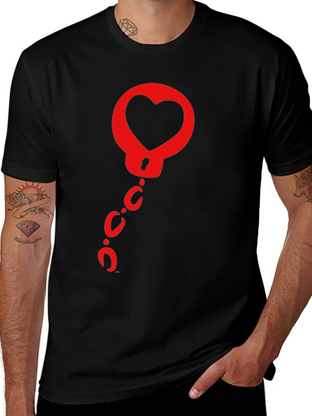 Heart Handcuffs Graphic Tee - Black