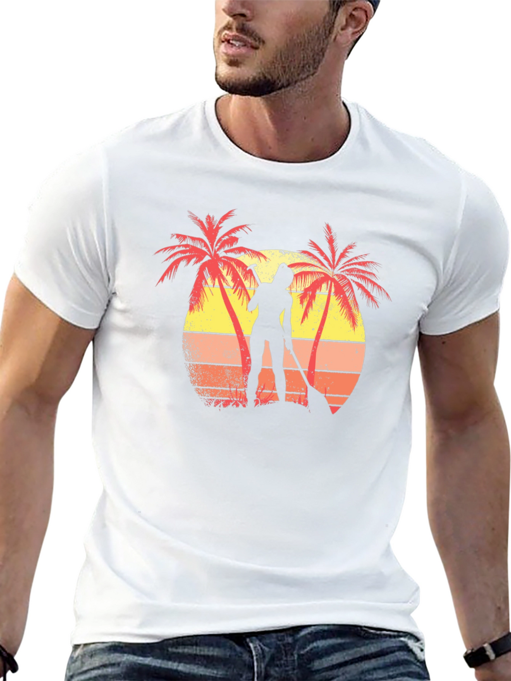 Tropical Paddleboarder Graphic T-Shirt