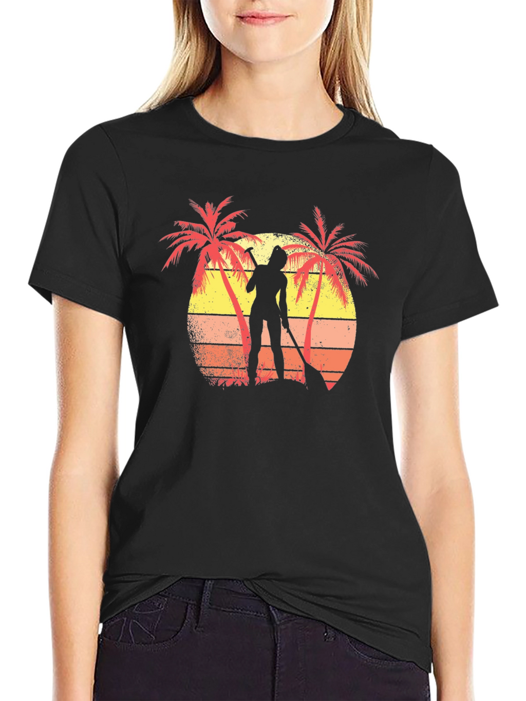 Tropical Paddleboarder Graphic T-Shirt