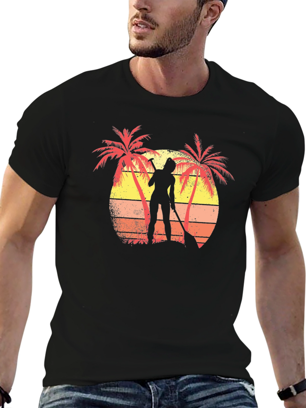 Tropical Paddleboarder Graphic T-Shirt