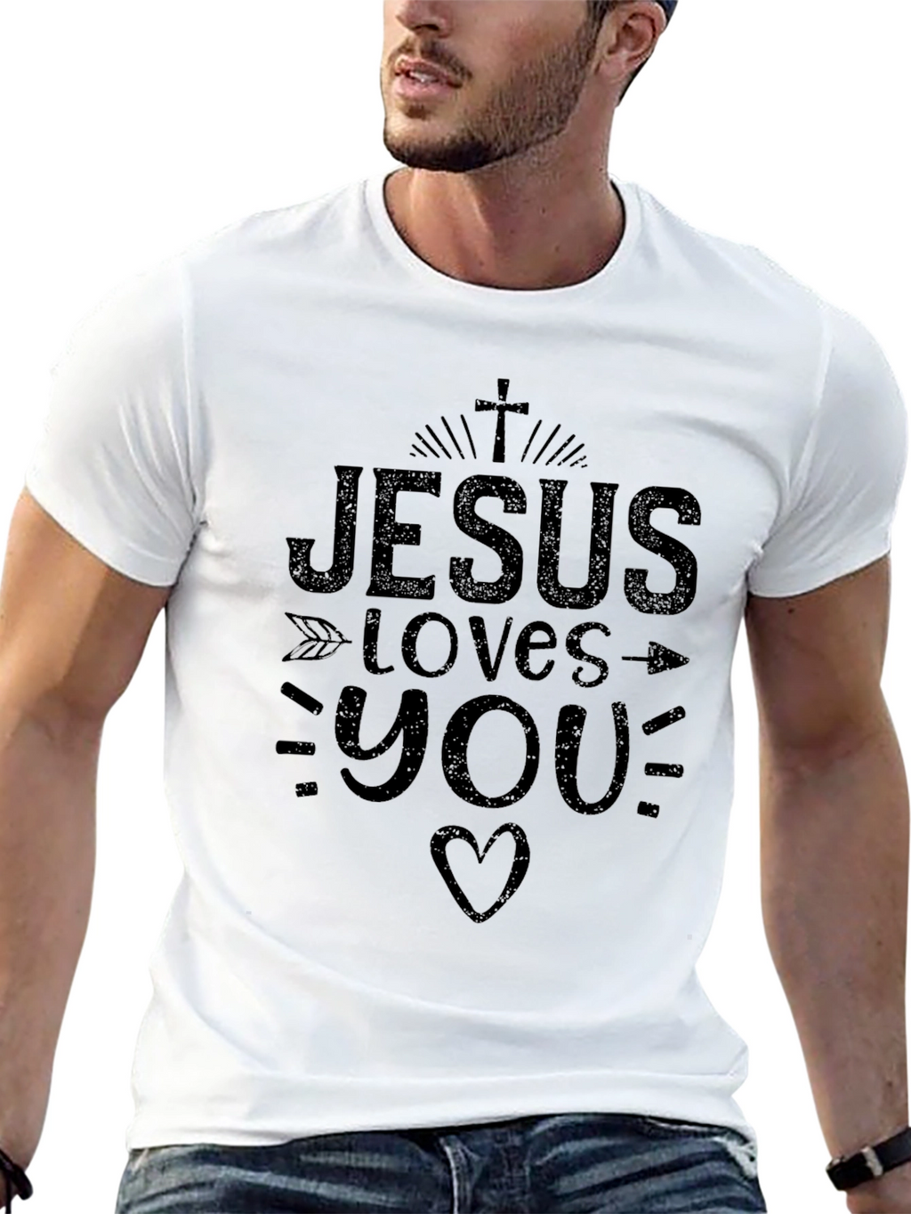 Jesus Loves You Graphic T-Shirt - Religious Faith Tee