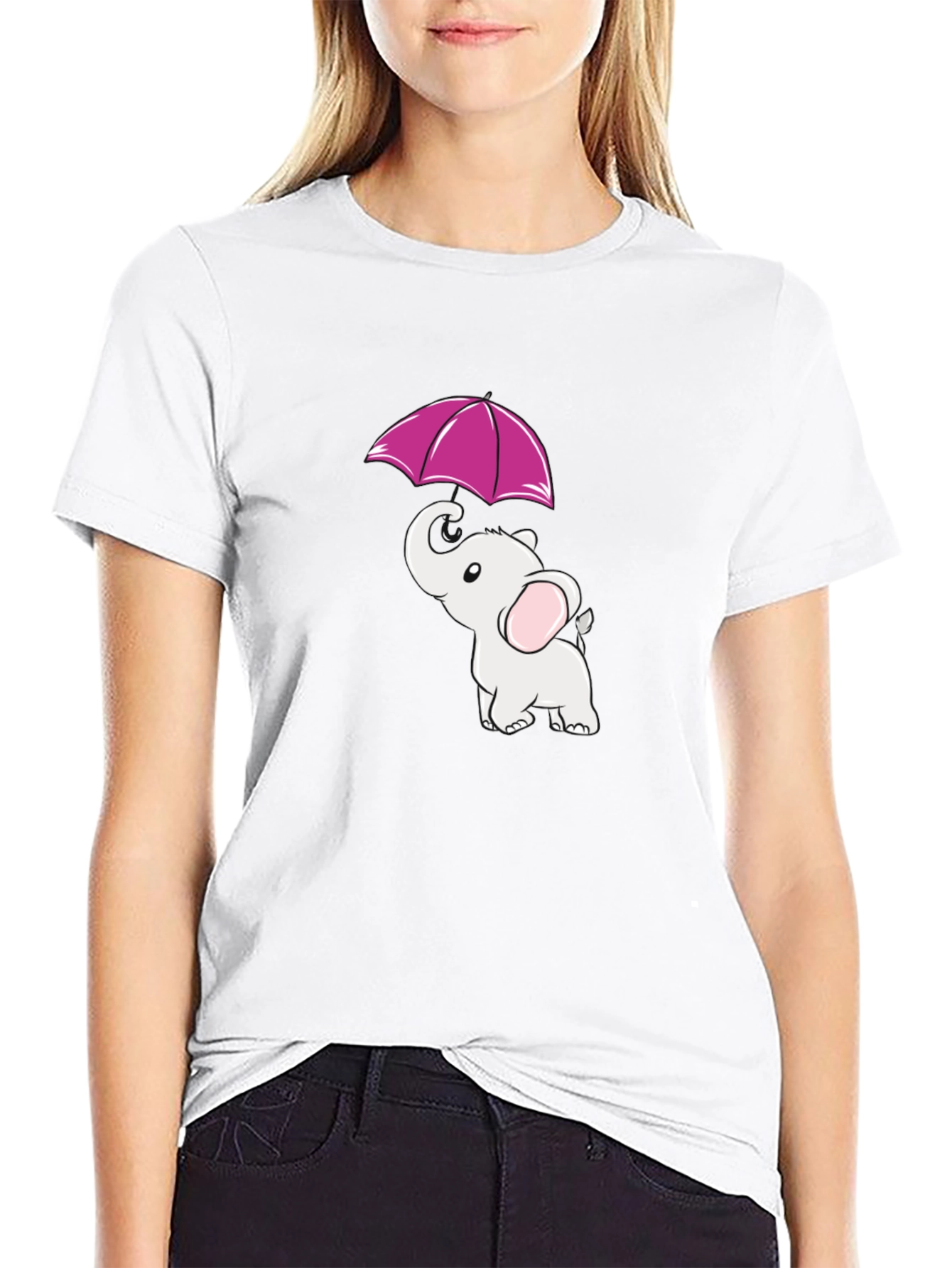 Elephant Umbrella Graphic Tee - Black