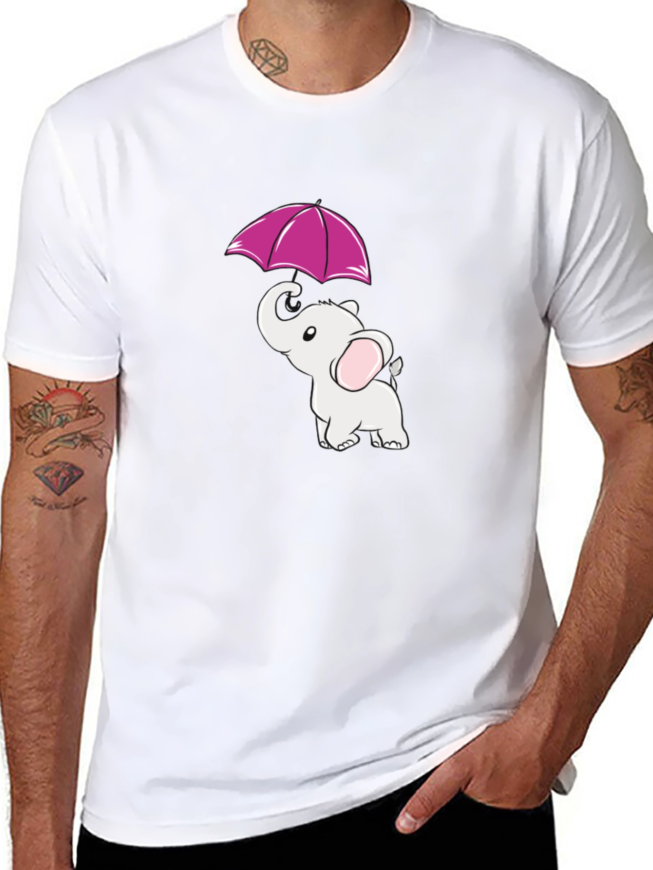 Elephant Umbrella Graphic Tee - Black