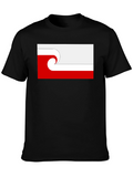 Wave Graphic Tee - Red & White Design