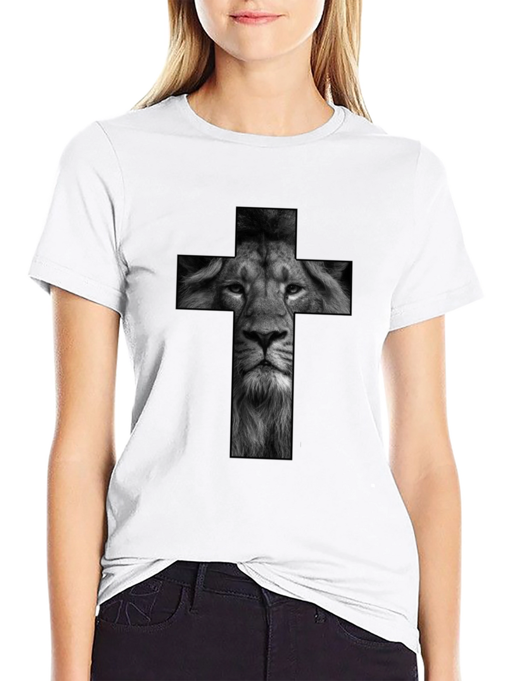 Lion Cross Graphic Black T-Shirt