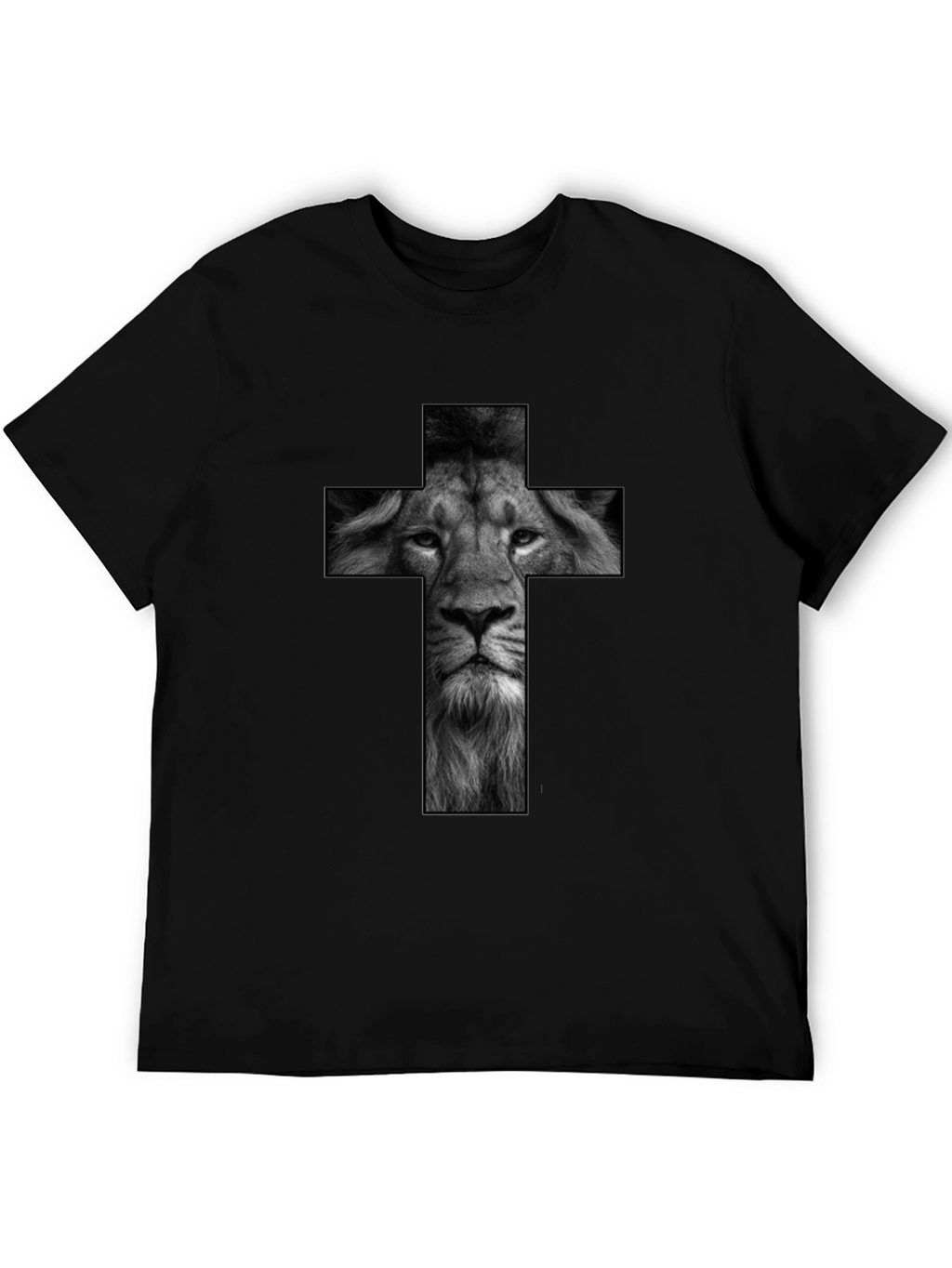Lion Cross Graphic Black T-Shirt