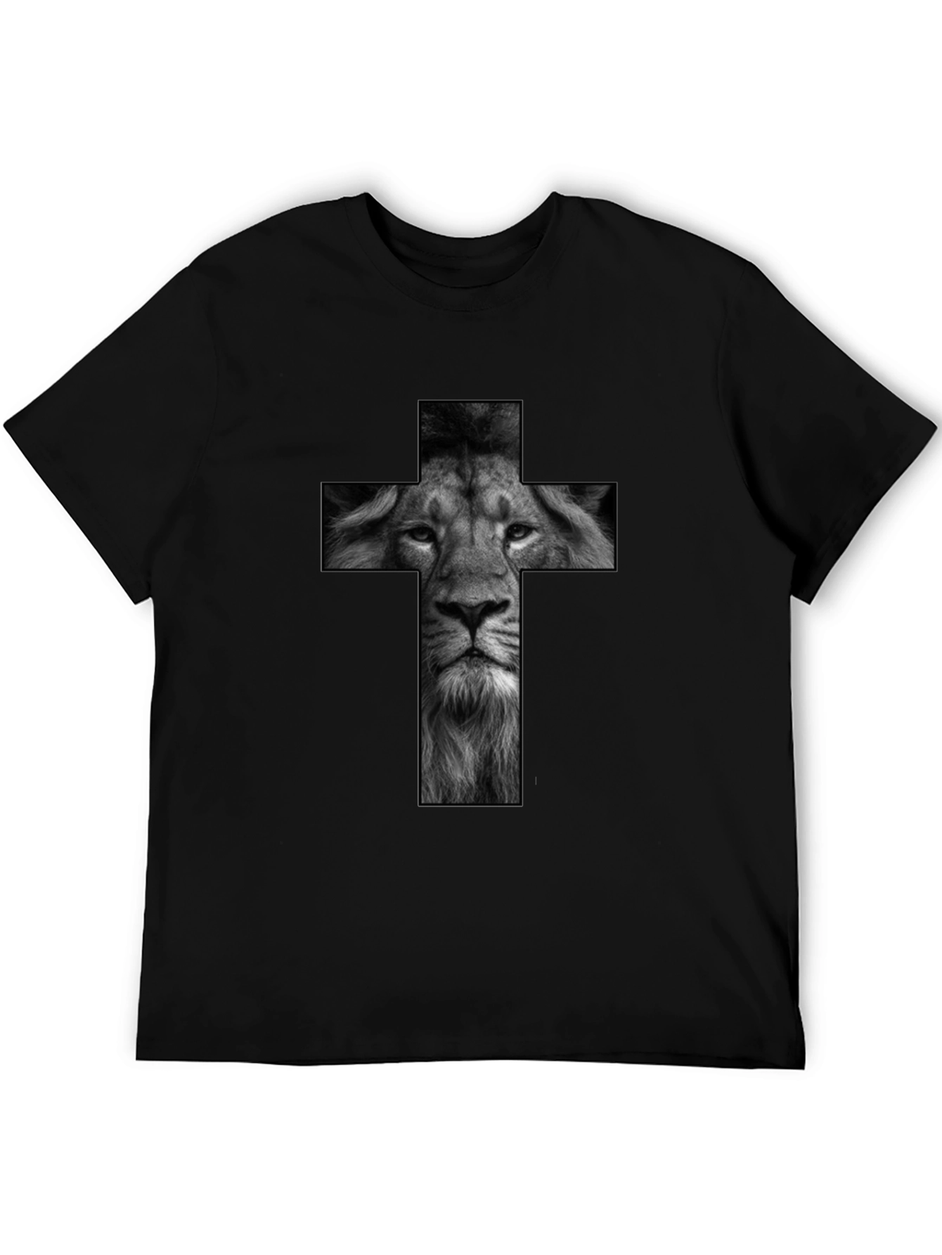 Lion Cross Graphic Black T-Shirt