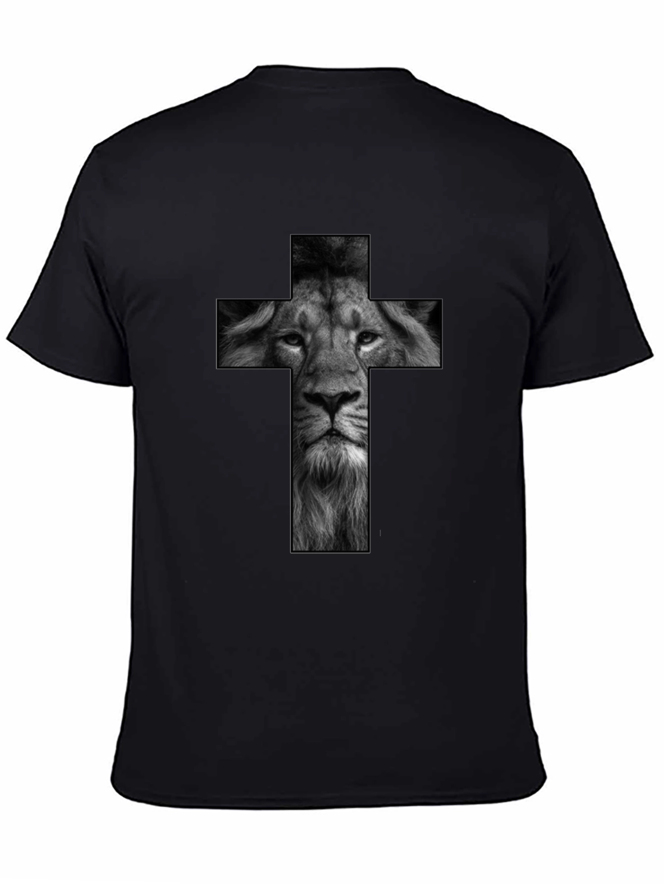 Lion Cross Graphic Black T-Shirt