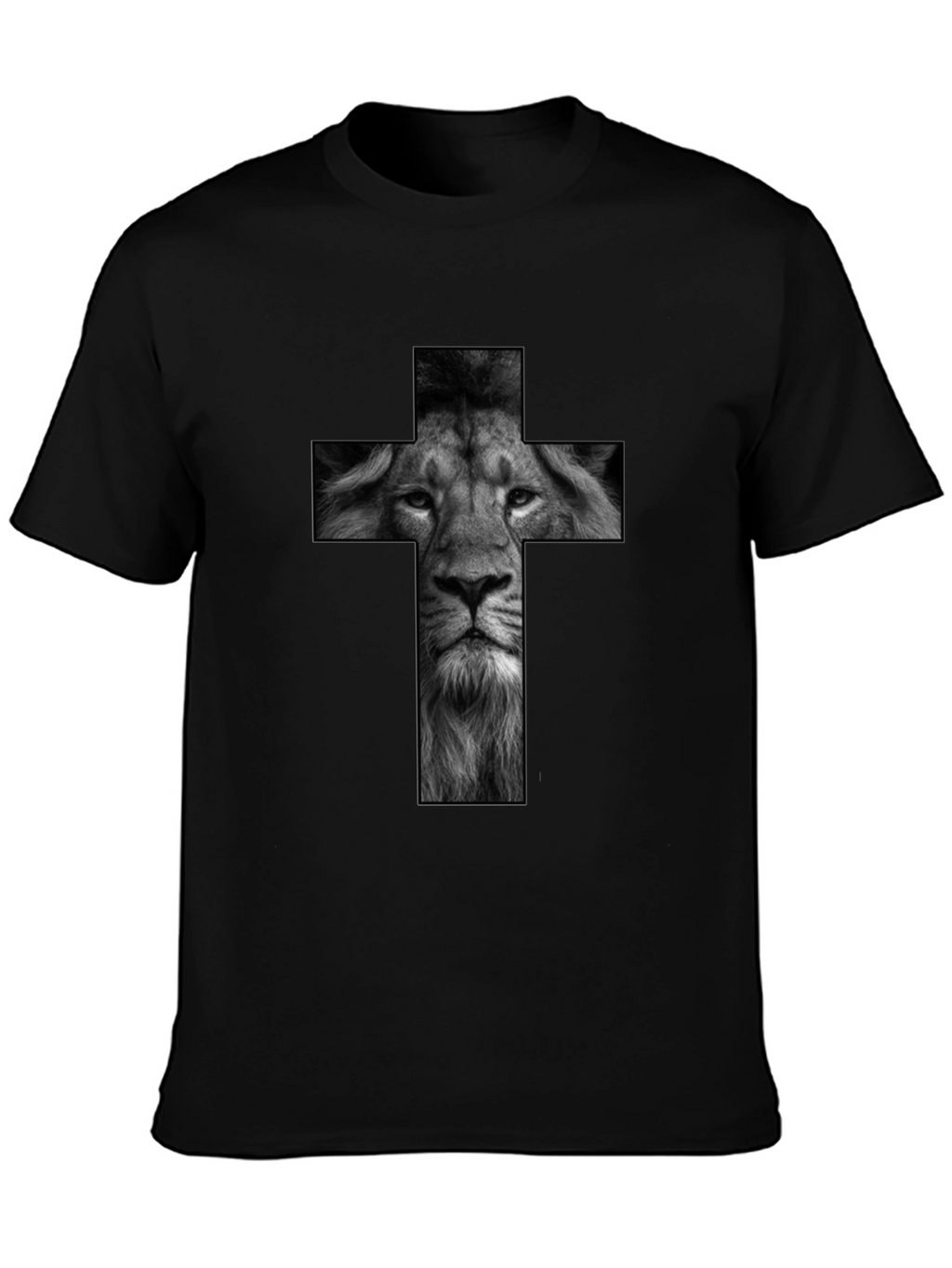 Lion Cross Graphic Black T-Shirt