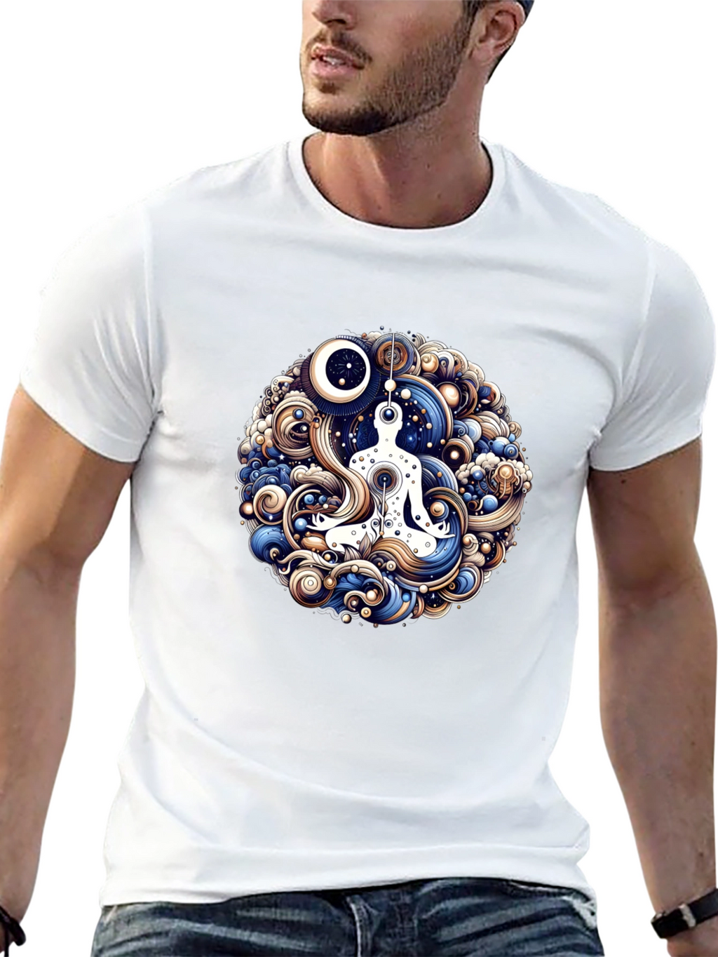 Meditative Flow T-Shirt - Cosmic Yoga Design