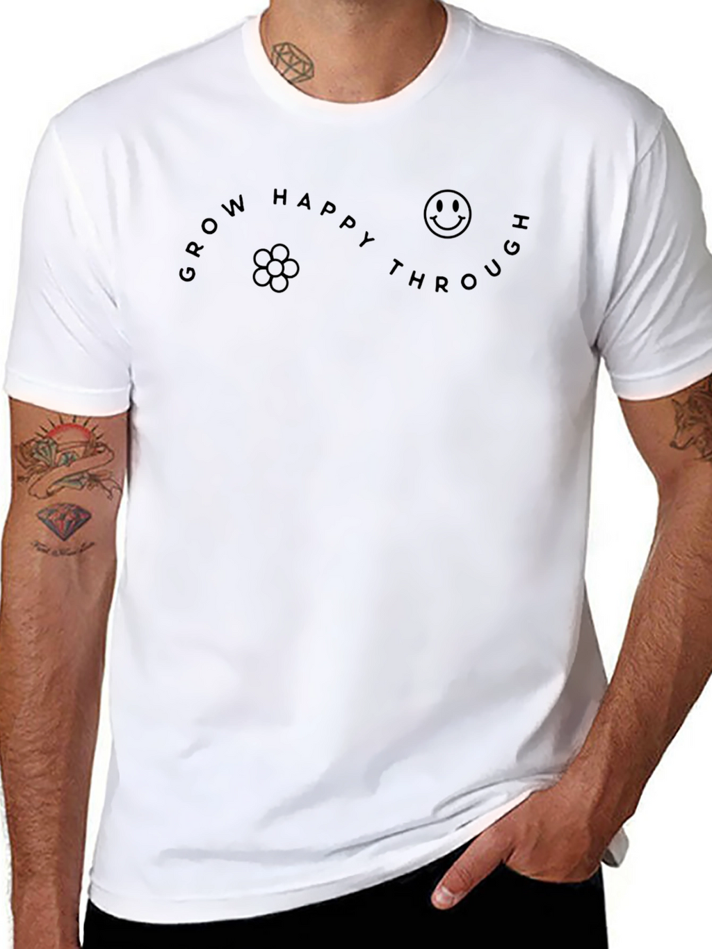 Grow Happy Through T-Shirt - Black Graphic Tee